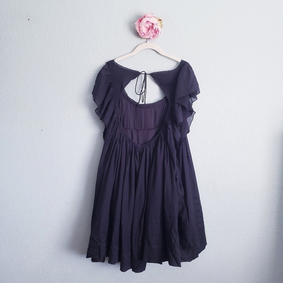 Free People Hailey Black Ruffle Babydoll Mini Dress - Picture 7 of 9